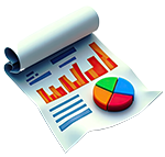 An isometric depiction of colorful compliance report icon